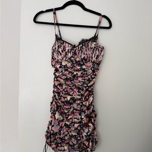 For Love And Lemons Floral Mini Dress - Pink and Black